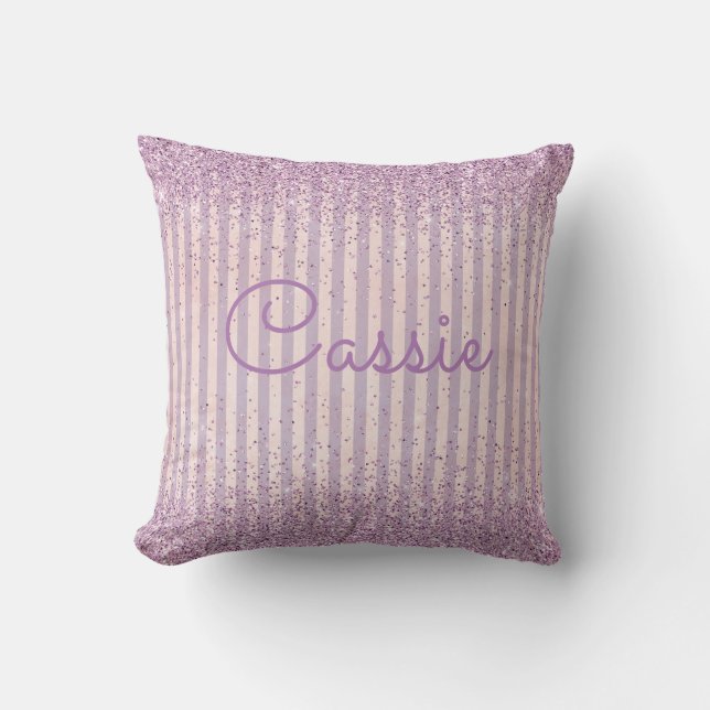 Coussin Monogramme de bande de Parties scintillant violet (Recto)