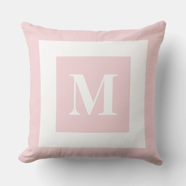 Coussin monogramme de bloc classique avec bordure (Recto)