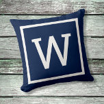 Coussin Monogramme de bordure graphique Preppy<br><div class="desc">Un design chic et design de bordure graphique pour compléter le décor de n'importe quelle chambre de votre maison. Personnalisez avec votre monogramme initial. Customisez la couleur qui correspond à votre décor. Conçu par Thisisnotme©</div>