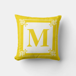 Coussin Monogramme de cadre jaune