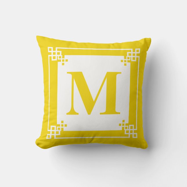 Coussin Monogramme de cadre jaune (Recto)