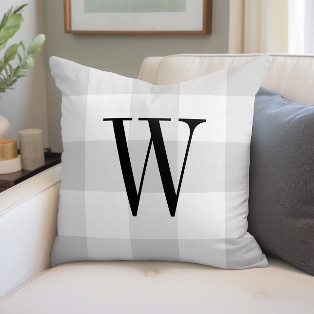 Coussin Monogramme de contrôle de Buffalo gris | Ferme mod (Créateur téléchargé)