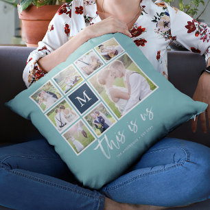 Coussin Monogramme de couleur modifiable C'est nous Photo
