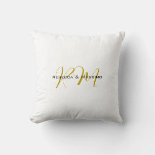 Coussin Monogramme de couleur or unique exclusif Nom Moder