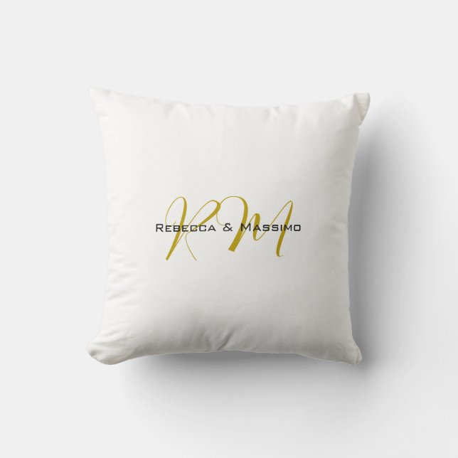 Coussin Monogramme de couleur or unique exclusif Nom Moder (Recto)
