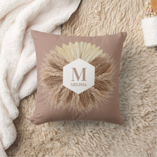Coussin Monogramme de couleurs neutres rustiques chaudes