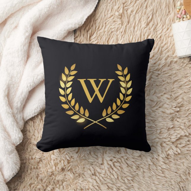 Coussin Monogramme de couronne d'or Laurel (Couverture)