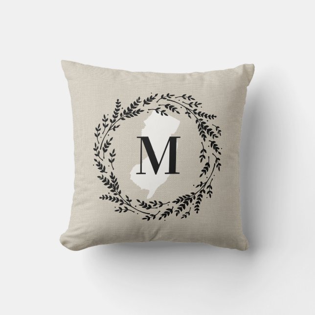 Coussin Monogramme de couronne rustique du New Jersey (Recto)