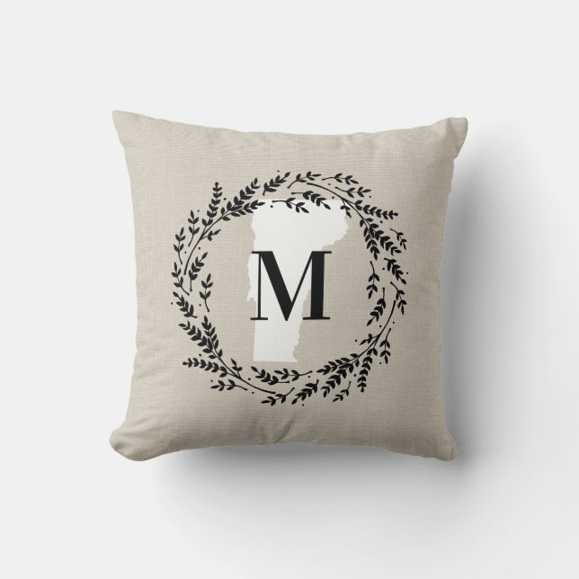 Coussin Monogramme de courroie rustique Vermont (Recto)