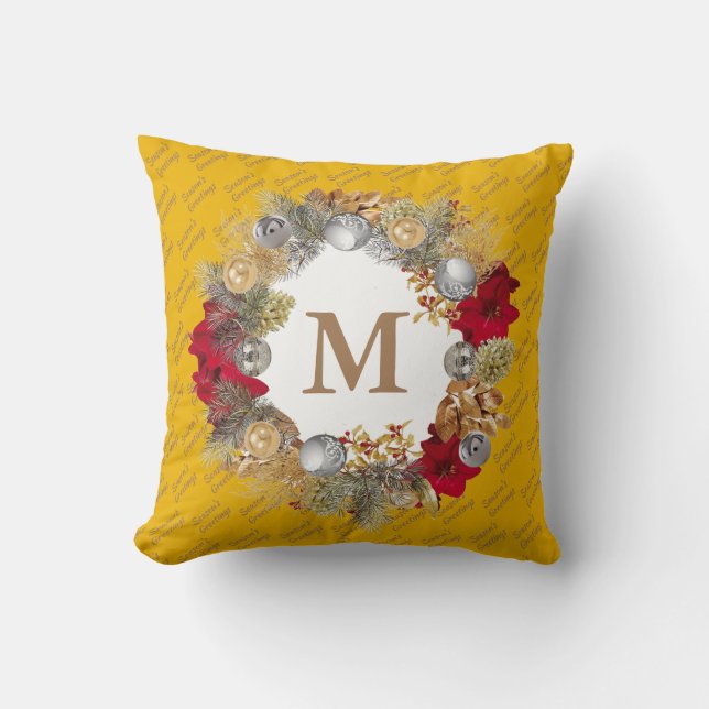 Coussin MONOGRAMME DE CRÉDIT DE Noël Jaune (Recto)