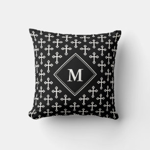 Coussin Monogramme de CROSS noir blanc