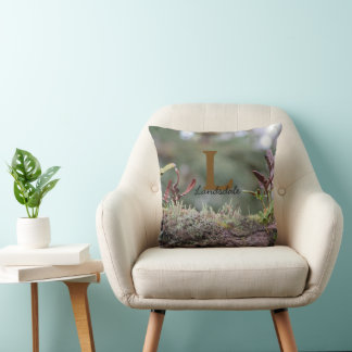 Coussin Monogramme de famille avec initiale et photo de la