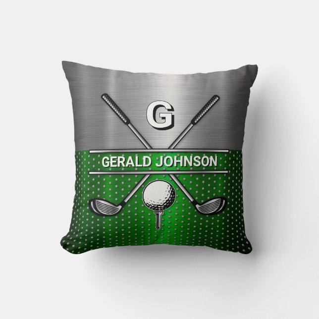 Coussin Monogramme de golf Metallic Green et Argent (Recto)