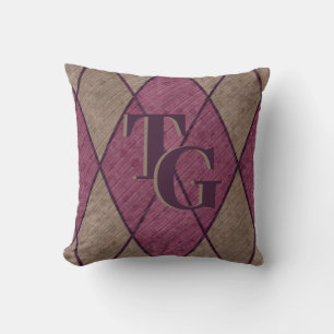 Coussin Monogramme de Jacquard de diamant rouge classique 