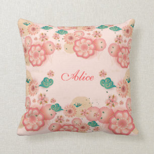 Coussin Monogramme de jardin d'agrément de pêche de