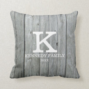 Coussin Monogramme de la famille du nom de famille du bois