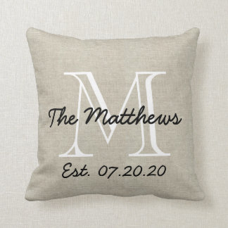 Coussin Monogramme de la famille personnalisée de l'appare
