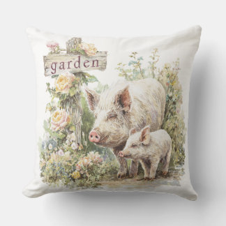 Coussin Monogramme de la Ferme Porcine de Jardin Rustique