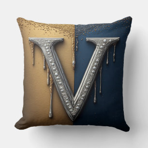 Coussin Monogramme de la lettre V avec diamants perles
