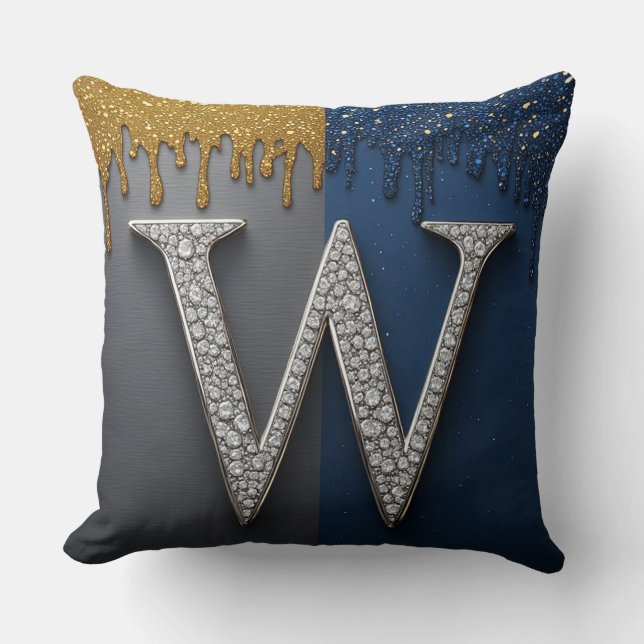 Coussin Monogramme de la lettre W avec diamants et perles (Recto)