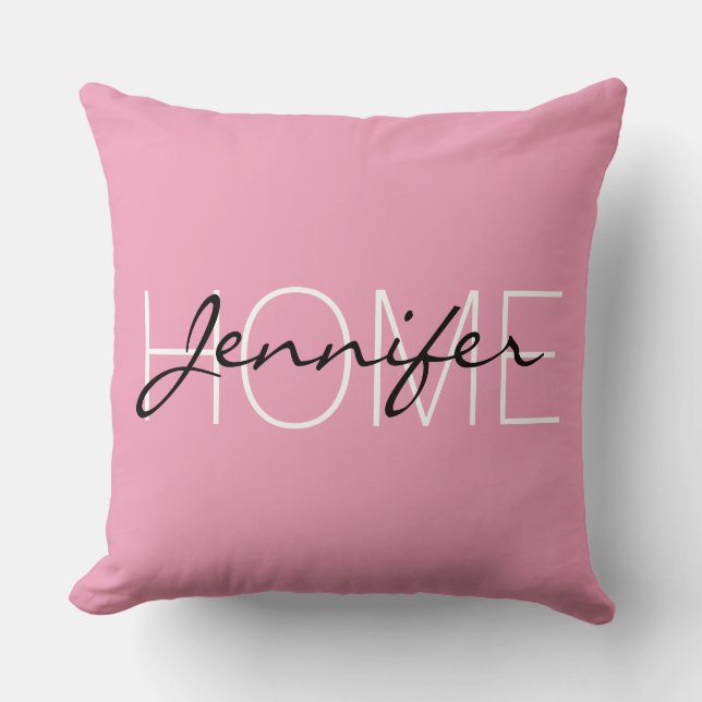 Coussin monogramme de la maison Amaranth rose (Recto)