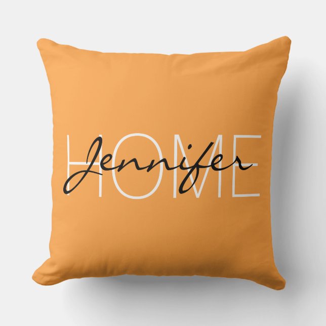 Coussin monogramme de la maison couleur carotte de néon (Recto)