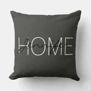 Coussin monogramme de la maison couleur olive noire