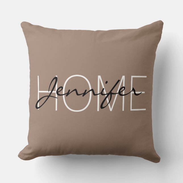 Coussin monogramme de la maison de couleur castor (Recto)