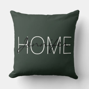 Coussin monogramme de la maison de couleur verte noire