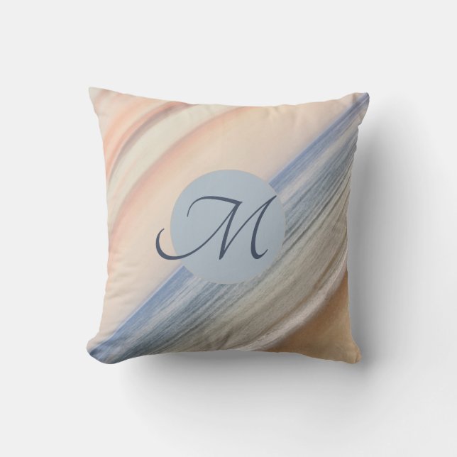 Coussin Monogramme de la maison de plage de sable et de ri (Recto)
