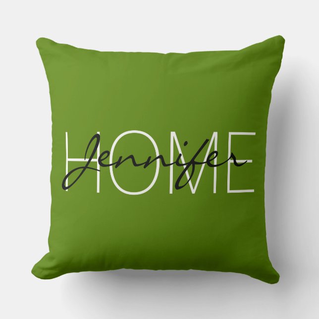 Coussin monogramme de la maison en couleur Avocado (Recto)