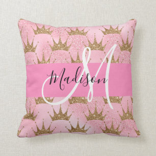 Coussin Monogramme de la Parties scintillant Glam Pink & G