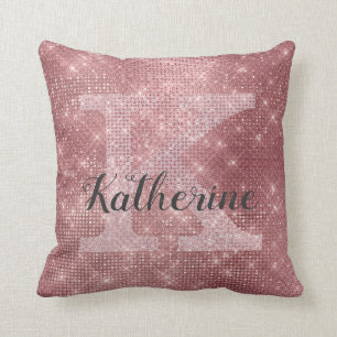 Coussin Monogramme De La Rose Rose Rose De La Fille