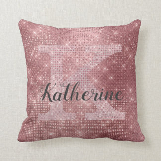 Coussin Monogramme De La Rose Rose Rose De La Fille