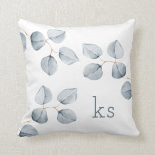 Coussin Monogramme de la simplicité   d'eucalyptus