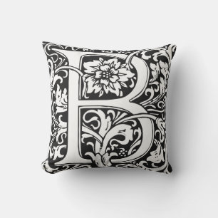 Coussin Monogramme de lettre B florale élégante vintage