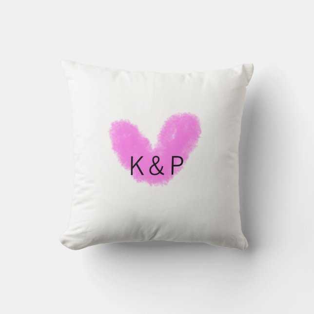 Coussin Monogramme de lettre de nom de couple de mariage à (Recto)