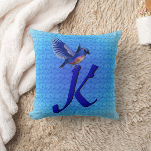 Coussin Monogramme de merlebleu initial K