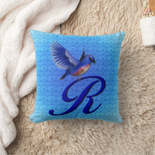 Coussin Monogramme de merlebleu initial R