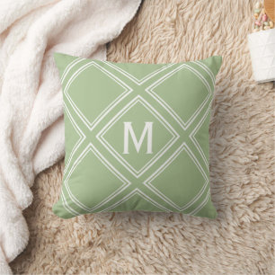 Coussin Monogramme de Motif Classy Sage et White Diamond
