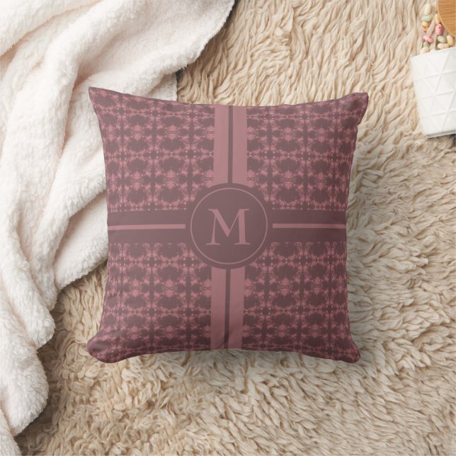Coussin Monogramme de Motif rose Dusty (Couverture)