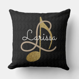 Coussin monogramme de musique noir