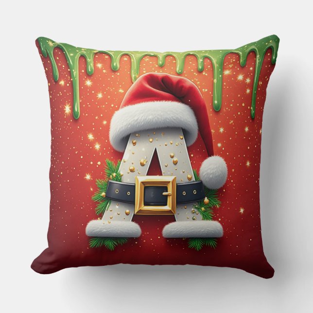 Coussin Monogramme de Noël A pour les cadeaux d'hiver (Recto)