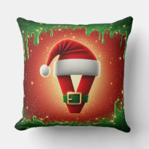 Monogramme de Noël personnalisé V avec chapeau de