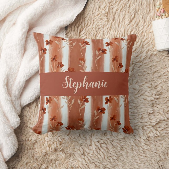 Coussin Monogramme de nom de fleur sauvage en terre cuite  (Couverture)