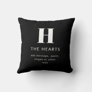 Coussin Monogramme de nom et message moderne éditable   No