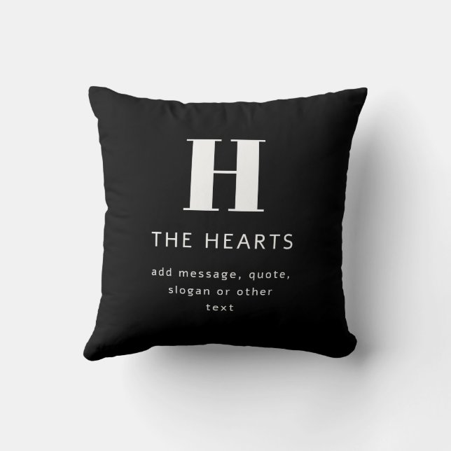 Coussin Monogramme de nom et message moderne éditable | No (Verso)