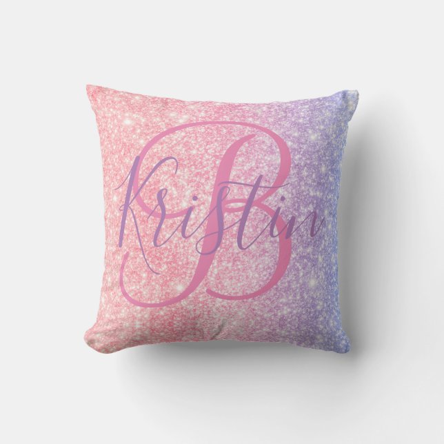 Coussin Monogramme de Parties scintillant Unicorne (Recto)