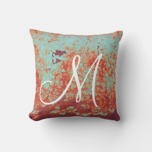 Coussin Monogramme de peinture à peeling rouillé