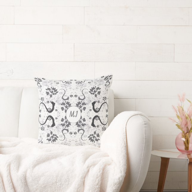 Coussin Monogramme de peinture chic (Canapé)